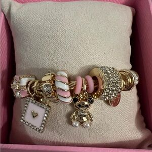 PIPER.K Gold and Pink Charm Bracelet